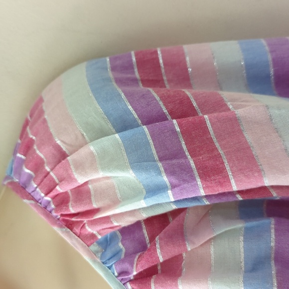 J. Crew Metallic Pastel Striped Rainbow Peasant Top S - Picture 9 of 16